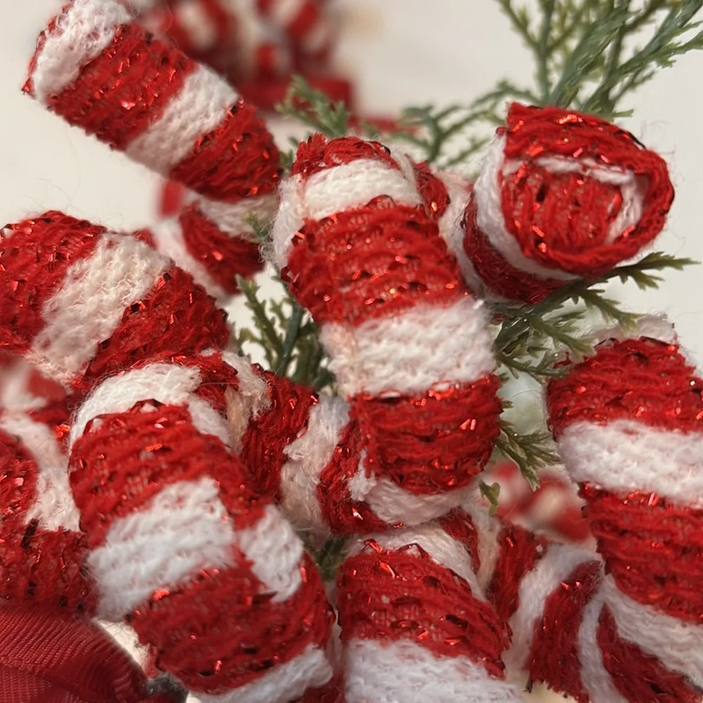Red and White Christmas Tree Ornaments Candy Cane Sugar Christmas Theme NWOT